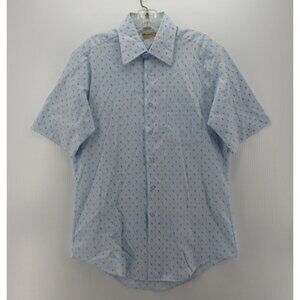 VINTAGE Wedgefield Shirt Medium 70s Button Up AOP Ditsy Leaf Woven